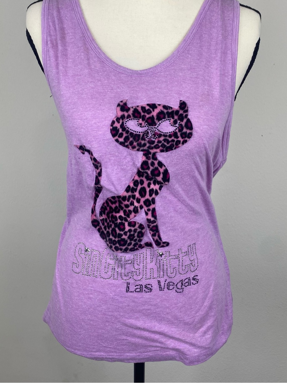 SinCityKitty Las Vegas Lilac Tank with Leopard Cat Graphic